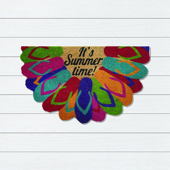 Summer Thongs PVC Backed Coir Doormat 45x75cm, Door Mats, Ozark Home 