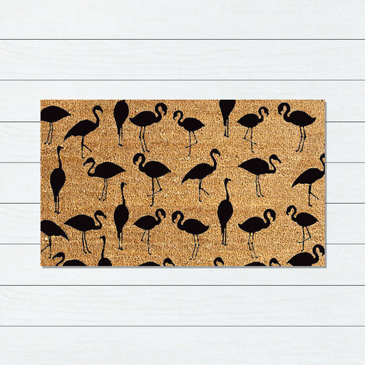 Lots of Flamingos PVC Backed Coir Doormat 45x75cm, Door Mats, Ozark Home 