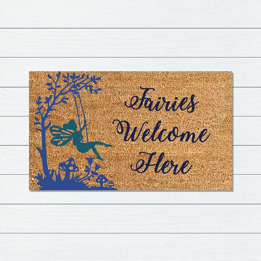 Fairies Welcome Here PVC Backed Coir Doormat 40x60cm, Door Mats, Ozark Home 