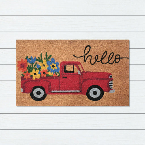 Flower Truck PVC Backed Coir Doormat 58x89cm, Door Mats, Ozark Home 