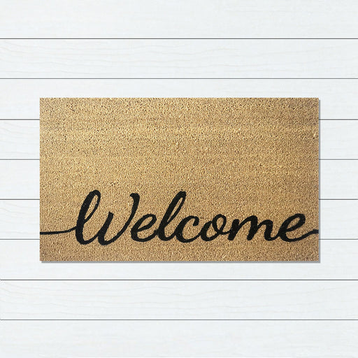 Welcome Natural PVC Backed Coir Doormat 58x89cm, Door Mats, Ozark Home 