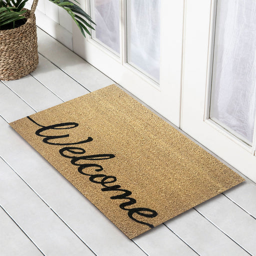 Welcome Natural PVC Backed Coir Doormat 58x89cm, Door Mats, Ozark Home 