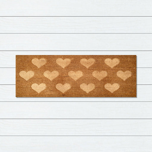 Embossed Hearts PVC Backed Coir Doormat 55x120cm, Door Mats, Ozark Home 