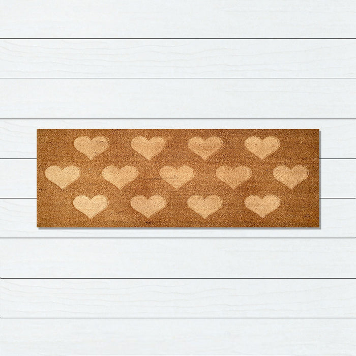 Embossed Hearts PVC Backed Coir Doormat 55x120cm, Door Mats, Ozark Home 