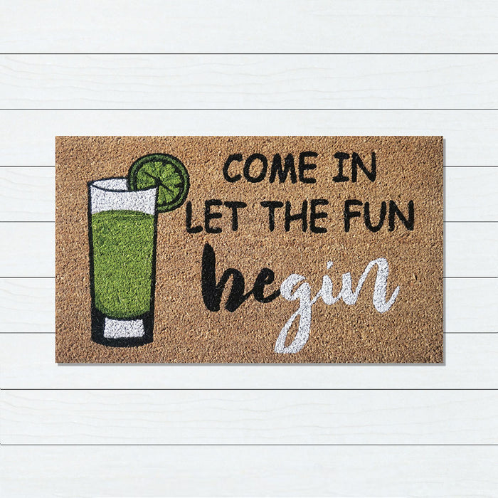 Fun Be Gin PVC Backed Coir Doormat 45x75cm, Door Mats, Ozark Home 