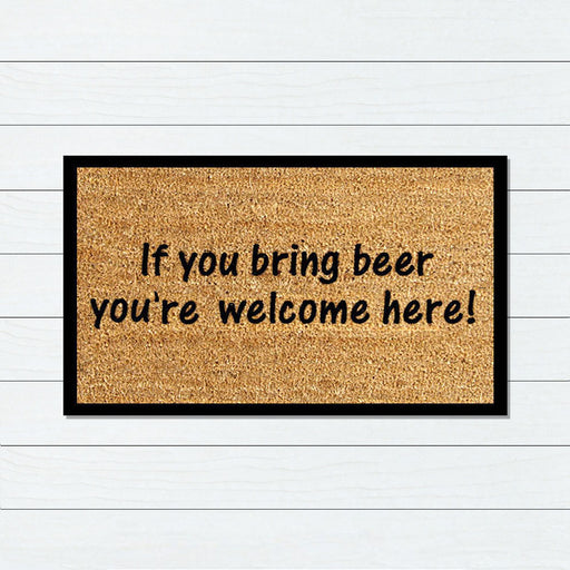 Bring Beer Welcome PVC Backed Coir Doormat 45x75cm, Door Mats, Ozark Home 