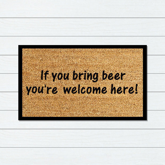 Bring Beer Welcome PVC Backed Coir Doormat 45x75cm, Door Mats, Ozark Home 