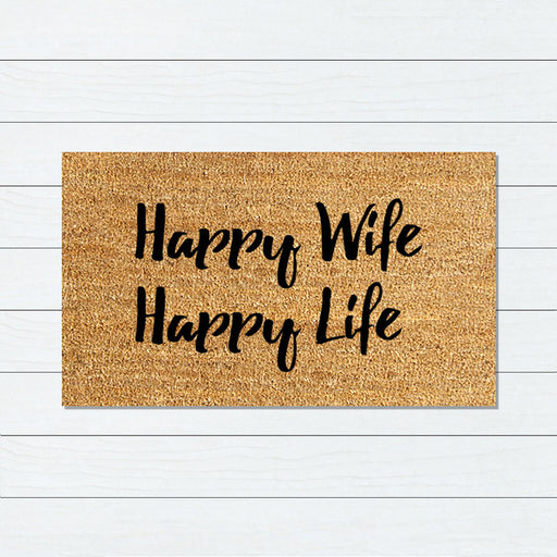 Happy Wife PVC Backed Coir Doormat 45x75cm, Door Mats, Ozark Home 