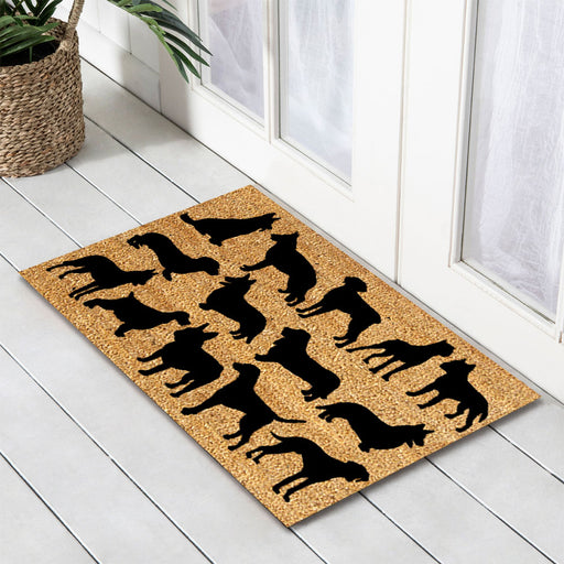 Lots of Dogs PVC Backed Coir Doormat 45x75cm, Door Mats, Ozark Home 