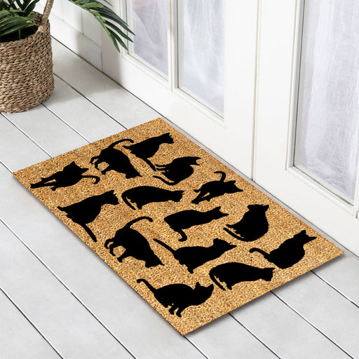 Lots of Cats PVC Backed Coir Doormat45x75cm, Door Mats, Ozark Home 