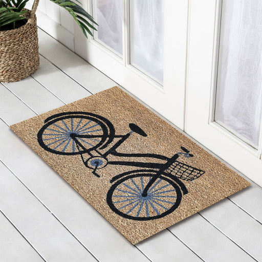 Bicycle PVC Backed Coir Doormat 45x75cm, Door Mats, Ozark Home 