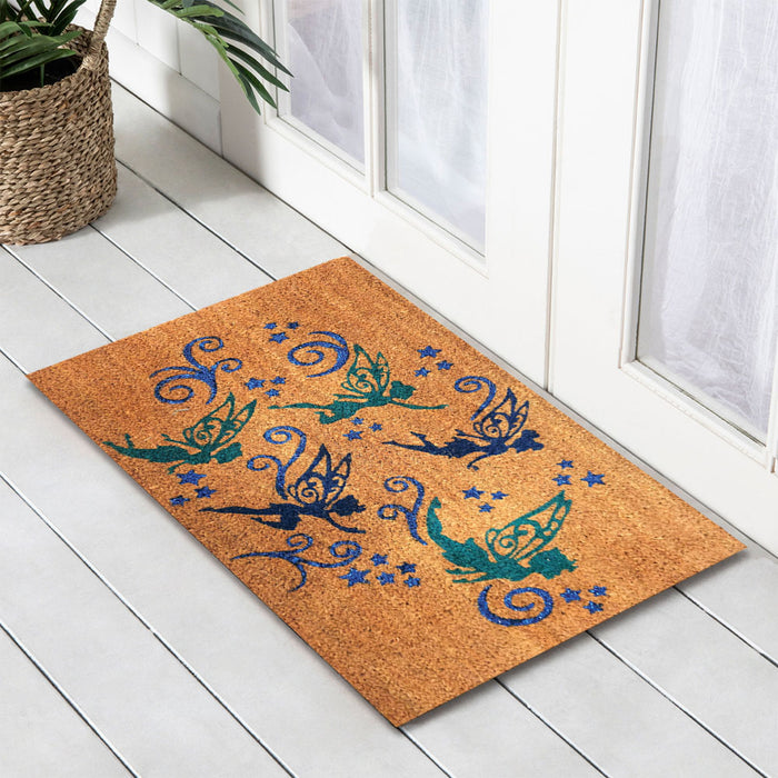 Flying Faries PVC Backed Coir Doormat 40x60cm, Door Mats, Ozark Home 