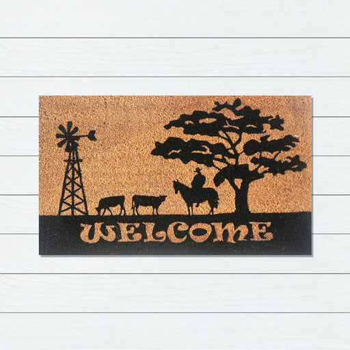 Welcome Country PVC Backed Coir Doormat 45x75cm, Door Mats, Ozark Home 