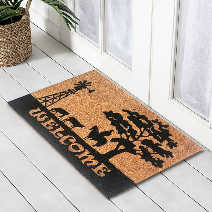 Welcome Country PVC Backed Coir Doormat 45x75cm, Door Mats, Ozark Home 