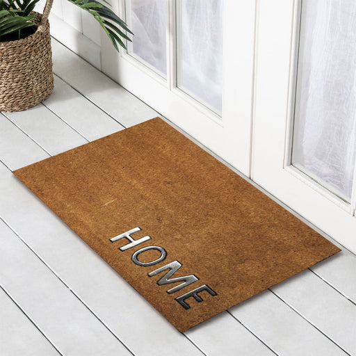 HOME Stainless Steel PVC Backed Coir Doormat 45x75cm, Door Mats, Ozark Home 