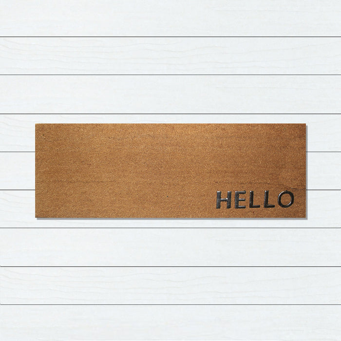 HELLO Stainless Steel PVC Backed Coir Doormat 45x110cm, Door Mats, Ozark Home 