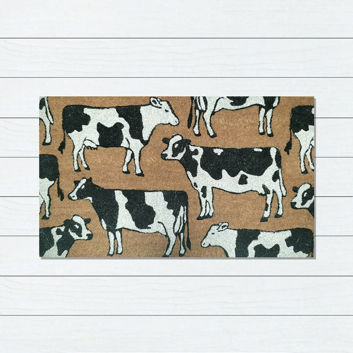 Dairy Cows PVC Backed Coir Doormat 50x80cm, Door Mats, Ozark Home 