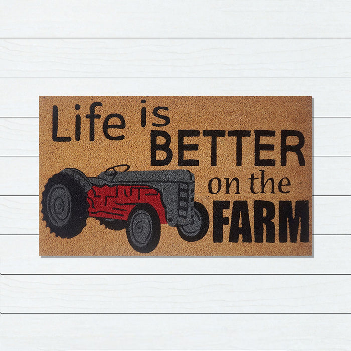 Better On The Farm PVC Backed Coir Doormat 45x75cm, Door Mats, Ozark Home 