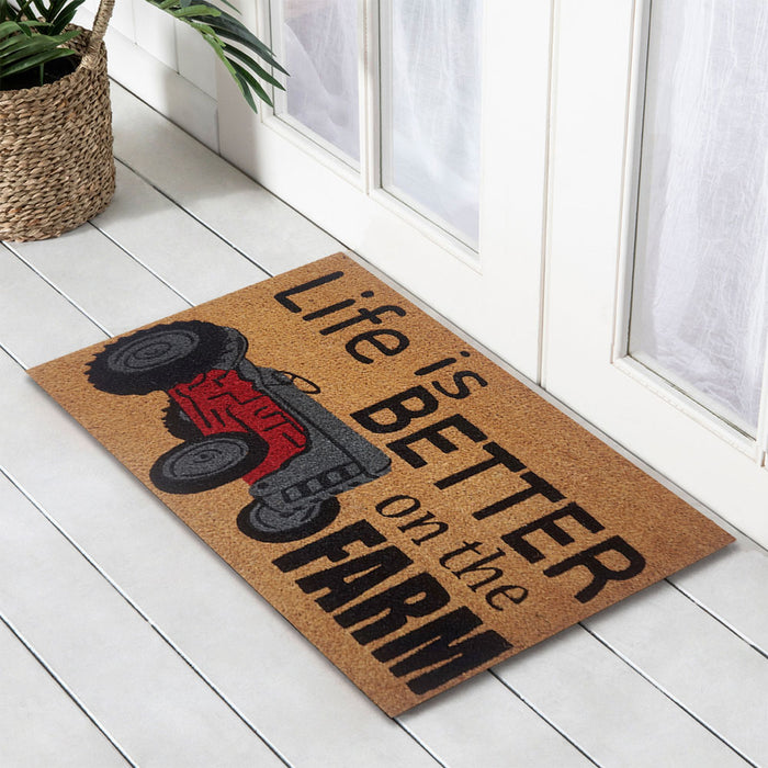 Better On The Farm PVC Backed Coir Doormat 45x75cm, Door Mats, Ozark Home 