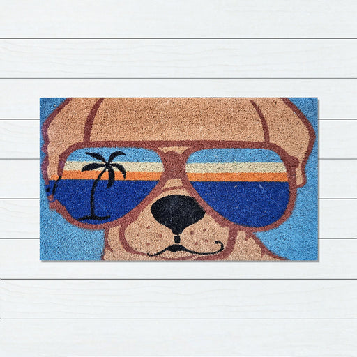 Puppy Sunnies PVC Backed Coir Doormat 50x80cm, Door Mats, Ozark Home 