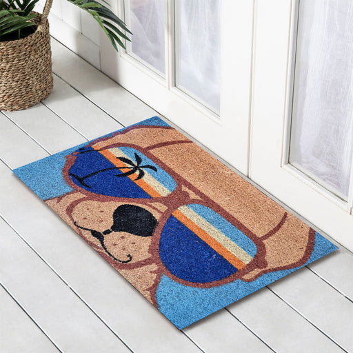 Puppy Sunnies PVC Backed Coir Doormat 50x80cm, Door Mats, Ozark Home 