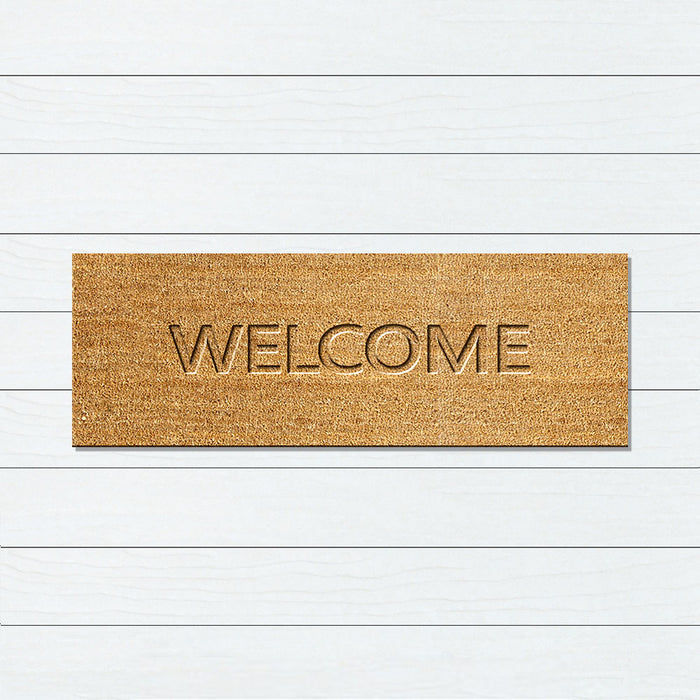 Embossed Welcome PVC Backed Coir Doormat 55x120cm, Door Mats, Ozark Home 