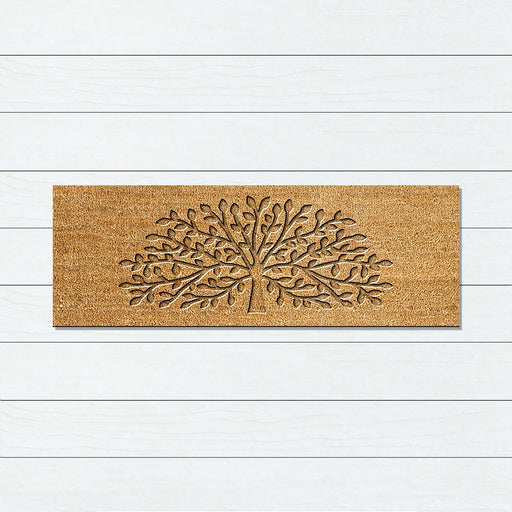 Embossed Tree PVC Backed Coir Doormat 55x120cm, Door Mats, Ozark Home 