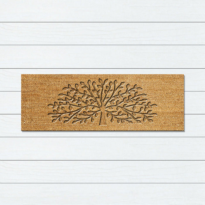 Embossed Tree PVC Backed Coir Doormat 55x120cm, Door Mats, Ozark Home 