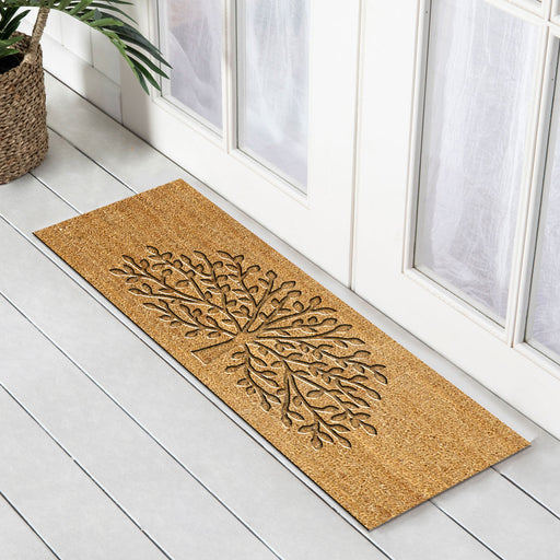 Embossed Tree PVC Backed Coir Doormat 55x120cm, Door Mats, Ozark Home 