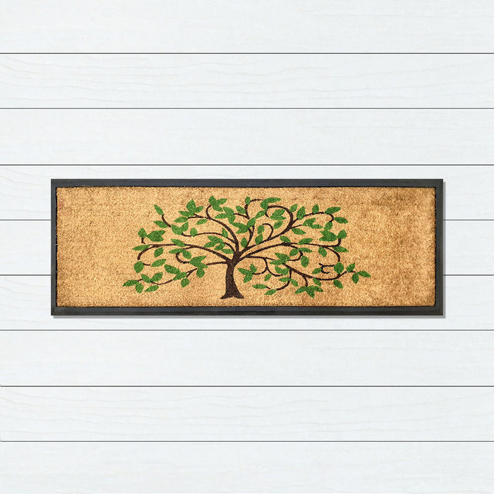 Green Tree Lg Leaf Rubber & Coir Doormat 40x120cm, Door Mats, Ozark Home 