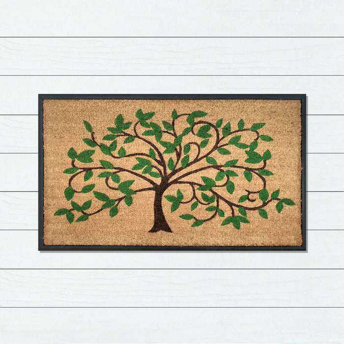 Green Tree Lg Leaf Rubber & Coir Doormat 75x120cm, Door Mats, Ozark Home 