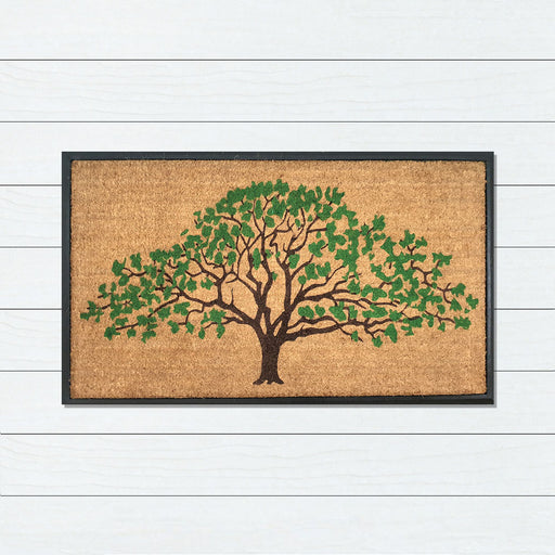 Green Tree Sm Leaf Rubber & Coir Doormat 75x120cm, Door Mats, Ozark Home 