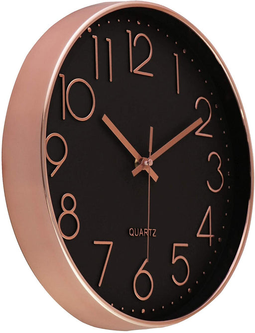 Lexi Black / Rose Gold 30cm Silent Wall Clock, Wall Clocks, Ozark Home 