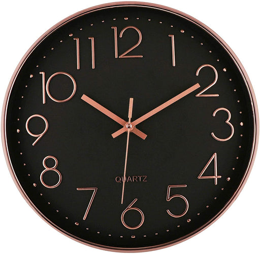 Lexi Black / Rose Gold 30cm Silent Wall Clock, Wall Clocks, Ozark Home 