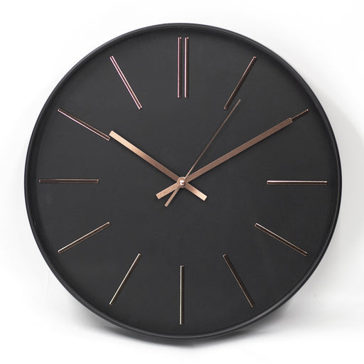 Clara Black / Rose Gold 40cm Silent Wall Clock, Wall Clocks, Ozark Home 