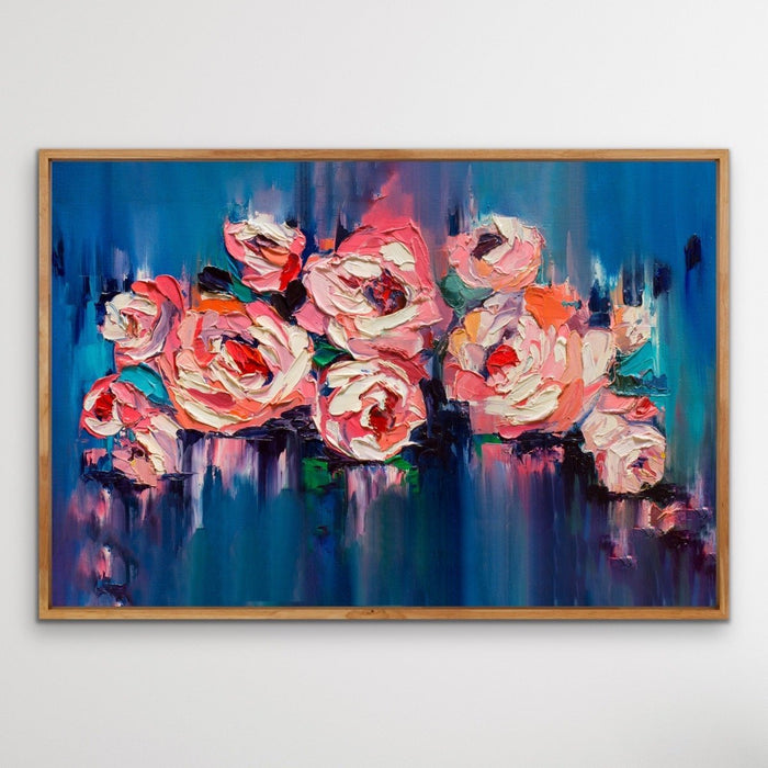 A Golden Day - Bright Floral Abstract Artwork With Flowers Oil Painting Wall Art Print, Wall Art, Ozark Home 