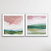 A Magic Place - Two Piece Square Pink and Green Abstract Print Set, Wall Art, Ozark Home 