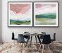 A Magic Place - Two Piece Square Pink and Green Abstract Print Set, Wall Art, Ozark Home 