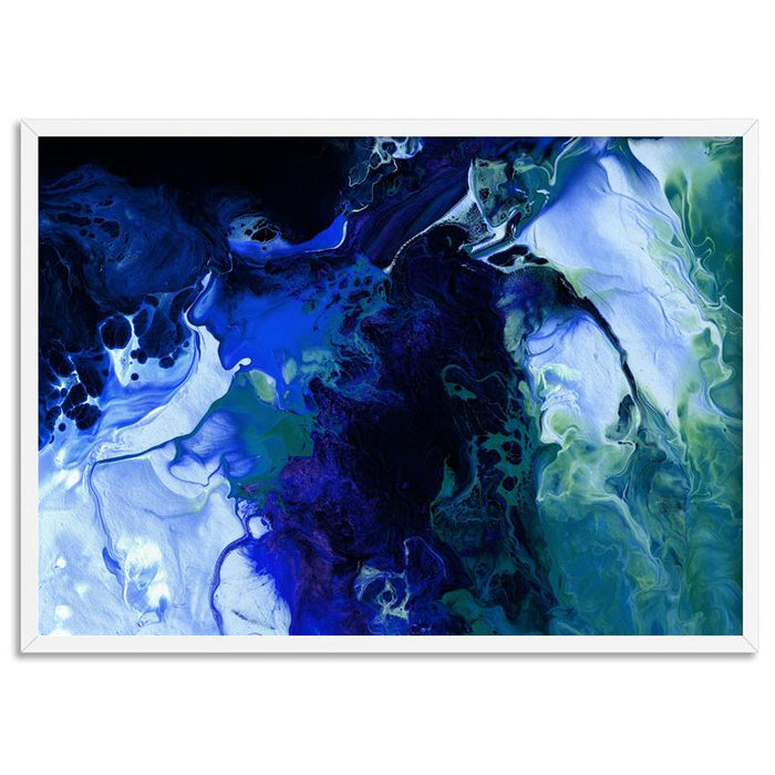 Abstract Fluid Paint in Blues - Art Print - Ozark Home