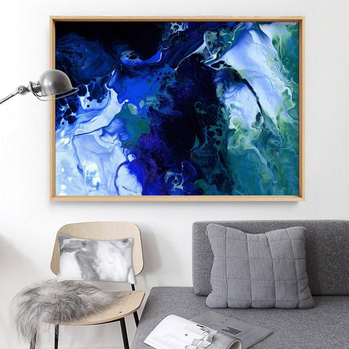 Abstract Fluid Paint in Blues - Art Print - Ozark Home