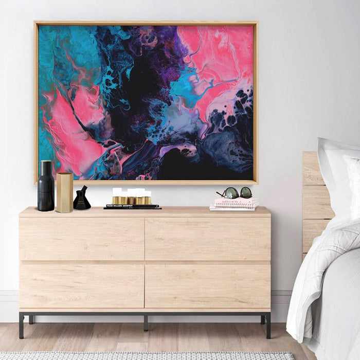 Abstract Fluid Paint in Turquoise & Pinks - Art Print - Ozark Home