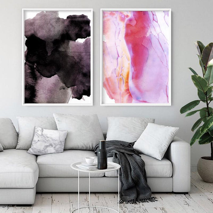 Abstract Watercolour Ink in Noir - Art Print - Ozark Home