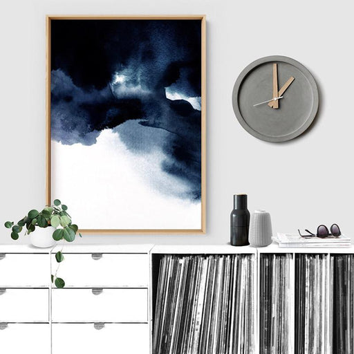 Abstract Watercolour Navy Indigo Clouds I - Art Print - Ozark Home