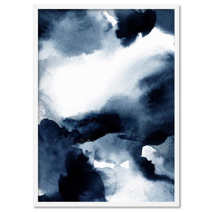 Abstract Watercolour Navy Indigo Clouds II - Art Print - Ozark Home