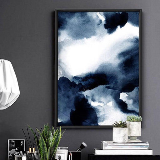 Abstract Watercolour Navy Indigo Clouds II - Art Print - Ozark Home