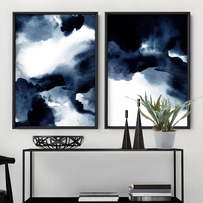 Abstract Watercolour Navy Indigo Clouds II - Art Print - Ozark Home