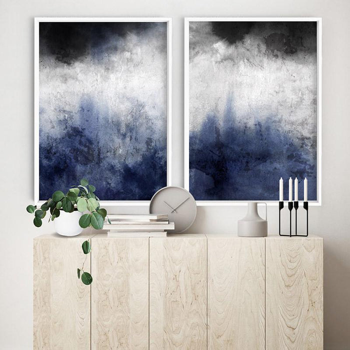 Distressed Black & Blues Abstract I - Art Print, Wall Art, Ozark Home 