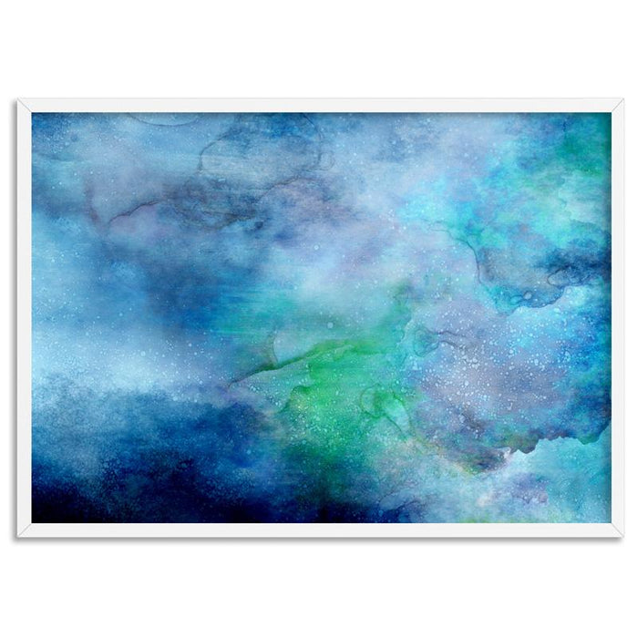 Abstract Watercolour & Ink Blue Depths - Art Print, Wall Art, Ozark Home 