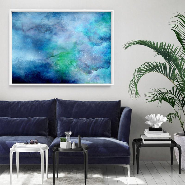 Abstract Watercolour & Ink Blue Depths - Art Print, Wall Art, Ozark Home 