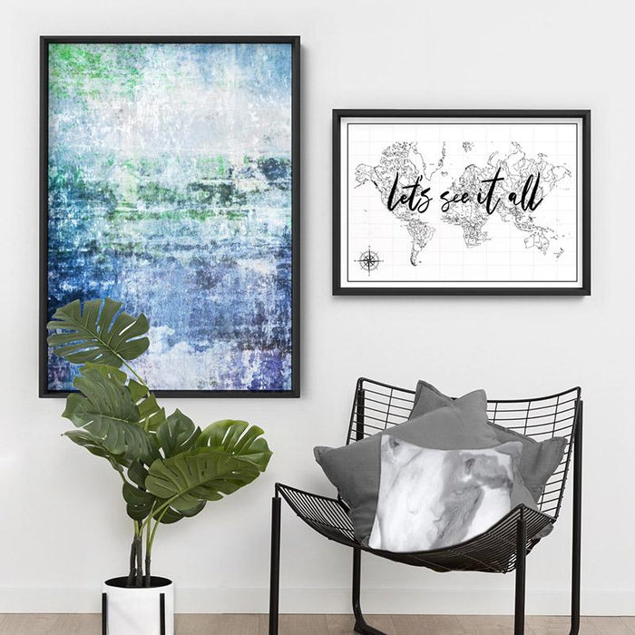 Distressed Blues & Greens Abstract - Art Print, Wall Art, Ozark Home 